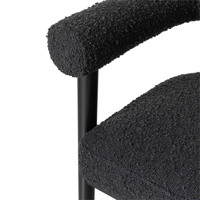 Pemberly Row Contemporary Upholstered Black Boucle Counter Stool