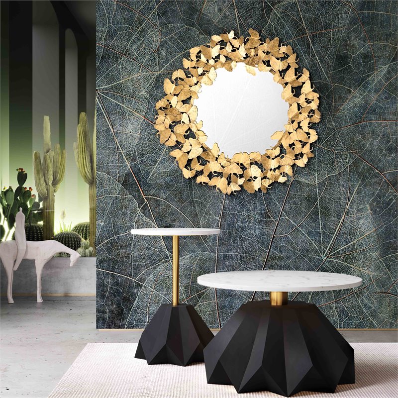 Pemberly Row Transitional Iron Metal Mirror in Gold - 27