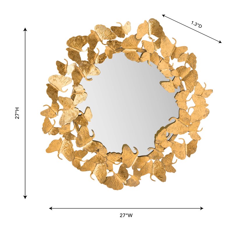 Pemberly Row Transitional Iron Metal Mirror in Gold - 27