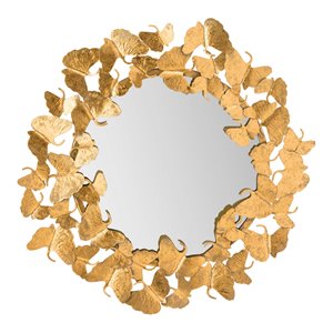 Pemberly Row Transitional Iron Metal Mirror in Gold - 27&quotH x 27&quotW x 1.3&quotD