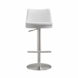 Pemberly Row White and Silver Vegan Leather Adjustable Stool