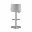 Pemberly Row White and Silver Vegan Leather Adjustable Stool