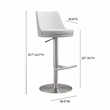 Pemberly Row White and Silver Vegan Leather Adjustable Stool