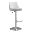 Pemberly Row White and Silver Vegan Leather Adjustable Stool
