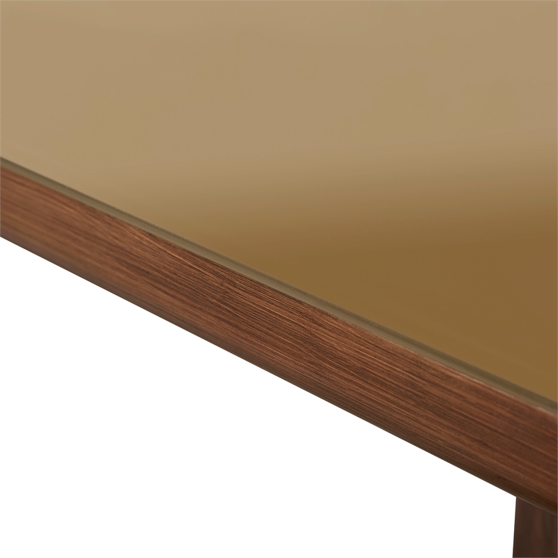Pemberly Row Contemporary Walnut and Glass Long Dining Table