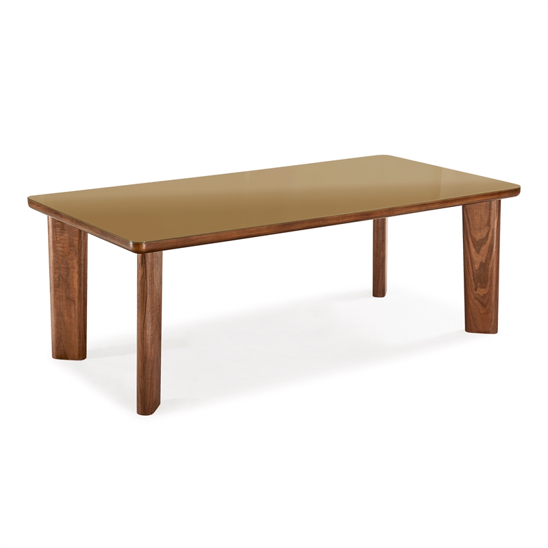 Pemberly Row Contemporary Walnut and Glass Long Dining Table