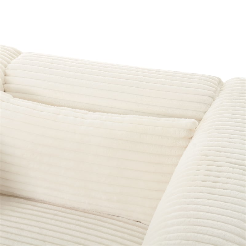 Pemberly Row Fluffy Oversized Corduroy Fabric Modular Sofa in Cream