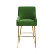 Pemberly Row Green Velvet Upholstered Counter Stool - Gold Legs