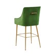 Pemberly Row Green Velvet Upholstered Counter Stool - Gold Legs