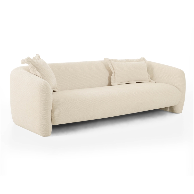 Pemberly Row Modern Transitional Sandstone Textured Fabric Sofa