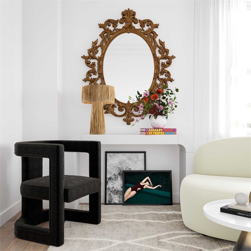Pemberly Row Transitional Black Boucle Accent Chair - 31