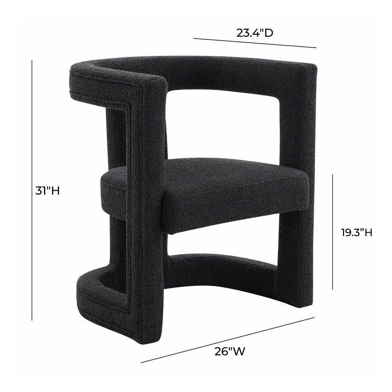 Pemberly Row Transitional Black Boucle Accent Chair - 31