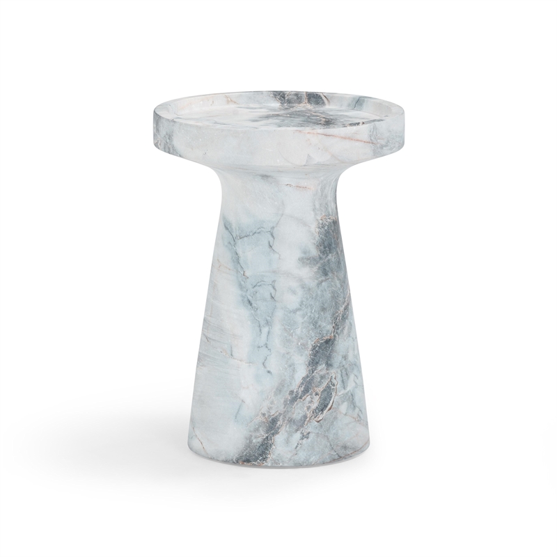 Pemberly Row Contemporary Marble Indoor / Outdoor Side Table