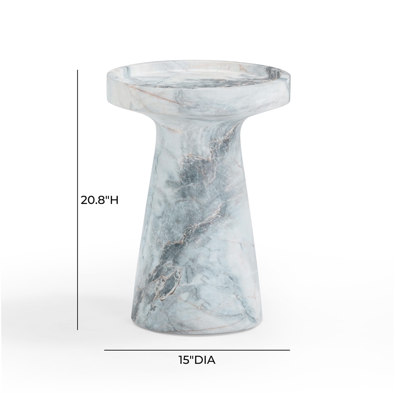 Pemberly Row Contemporary Marble Indoor / Outdoor Side Table