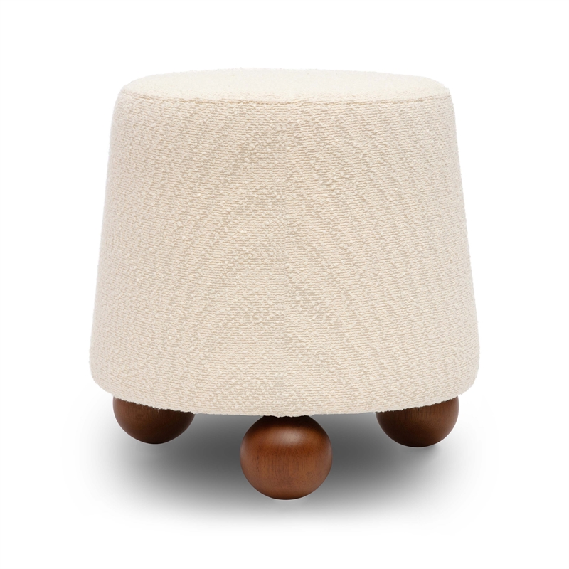 Pemberly Row Upholstered Cream Boucle Stool - 18.3