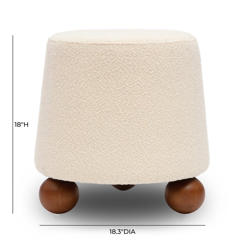 Pemberly Row Upholstered Cream Boucle Stool - 18.3