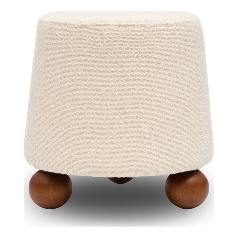 Pemberly Row Upholstered Cream Boucle Stool - 18.3