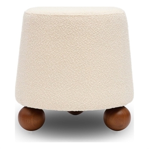 Pemberly Row Upholstered Cream Boucle Stool - 18.3&quotW x 18.3&quotD x 18&quotH