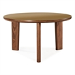 Pemberly Row Contemporary Walnut and Glass Round Dining Table