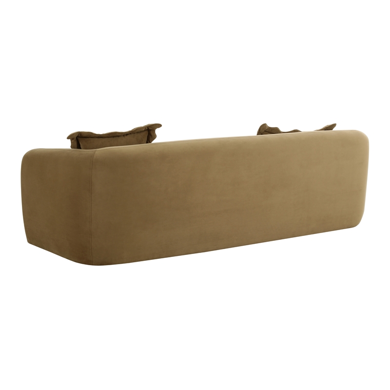 Pemberly Row Modern Transitional Performance Velvet Sofa in Brown