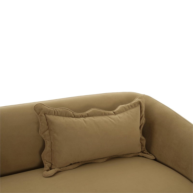 Pemberly Row Modern Transitional Performance Velvet Sofa in Brown
