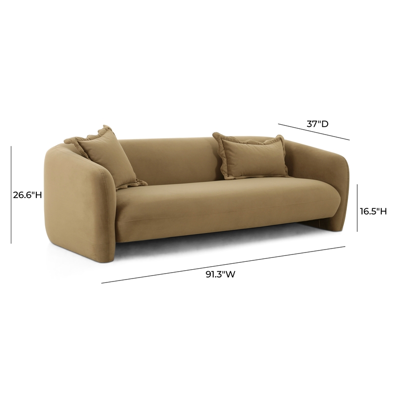 Pemberly Row Modern Transitional Performance Velvet Sofa in Brown