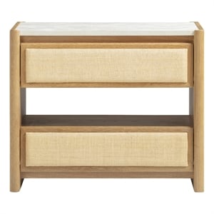 Pemberly Row Contemporary Natural Oak 2-Drawer Nightstand - 26&quotW x 18&quotD x 22.1&quotH