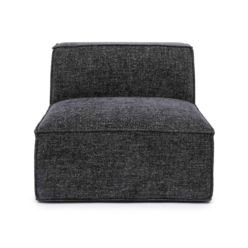 Pemberly Row Contemporary Charcoal Chenille Basketweave Armless Chair