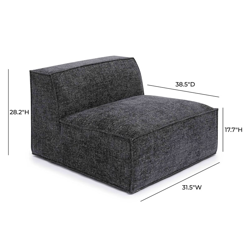 Pemberly Row Contemporary Charcoal Chenille Basketweave Armless Chair