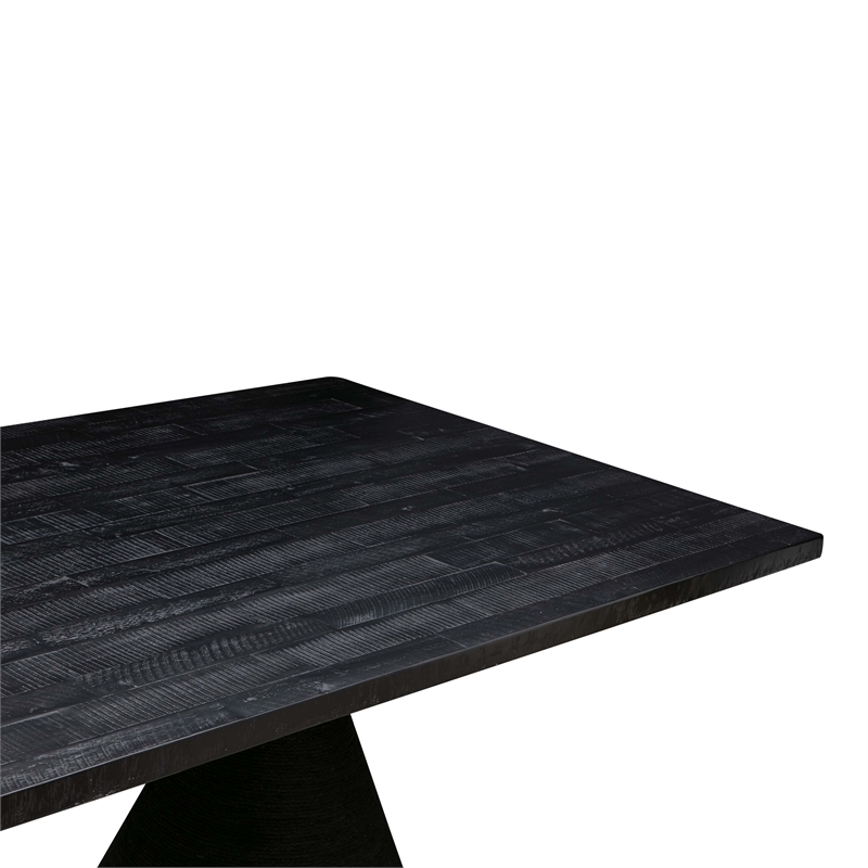 Pemberly Row Transitional Black Rope Wooden Rectangular Table