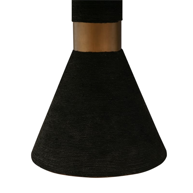 Pemberly Row Transitional Black Rope Wooden Rectangular Table