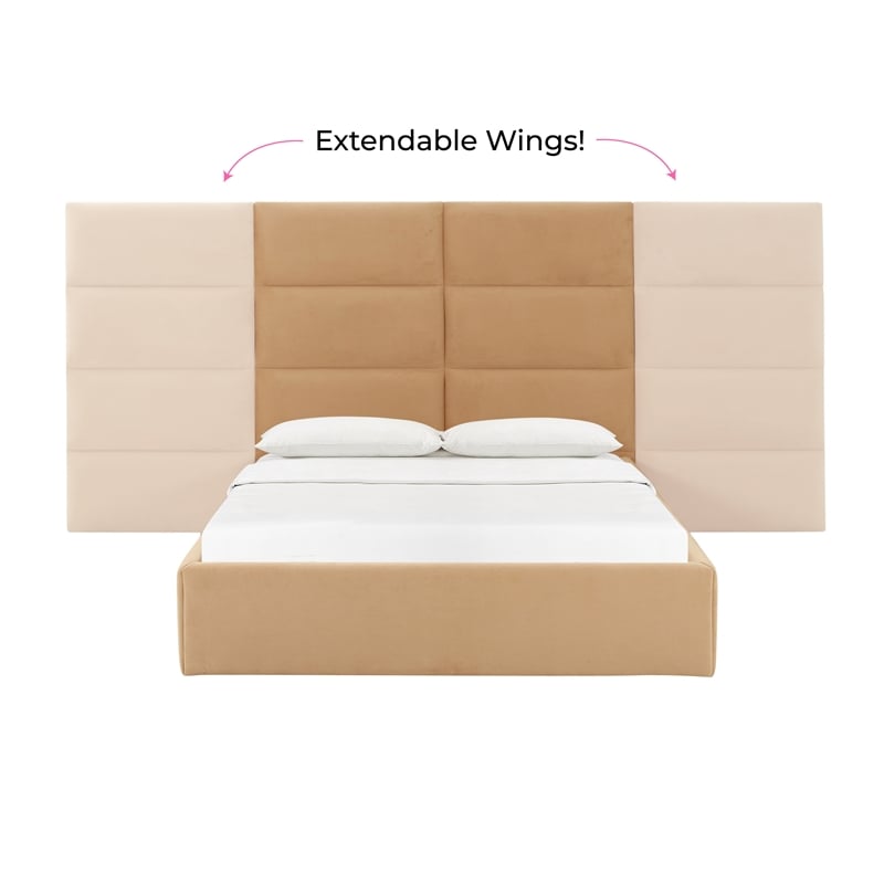 Pemberly Row Contemporary Honey Velvet Queen Wings (Set of 2)