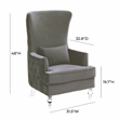 Pemberly Row Contemporary Gray Velvet Chair with Acrylic Legs