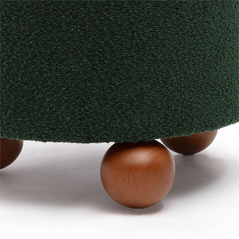 Pemberly Row Contemporary Upholstered Forest Green Boucle Stool