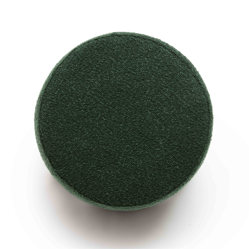 Pemberly Row Contemporary Upholstered Forest Green Boucle Stool