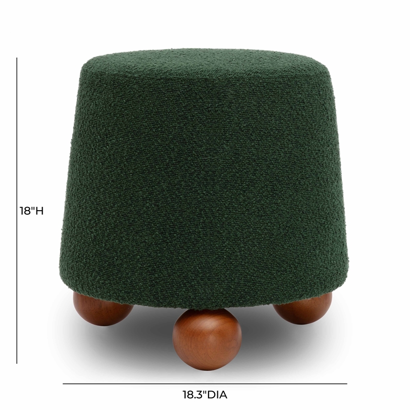 Pemberly Row Contemporary Upholstered Forest Green Boucle Stool