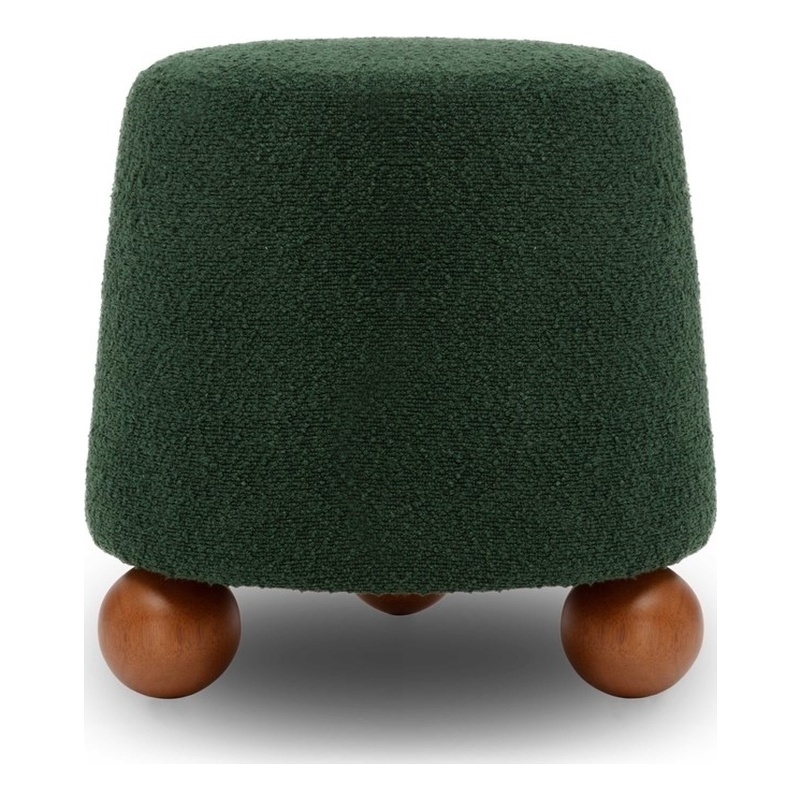 Pemberly Row Contemporary Upholstered Forest Green Boucle Stool