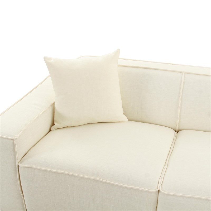 Pemberly Row Transitional Cream Linen Upholstered Sectional - RAF