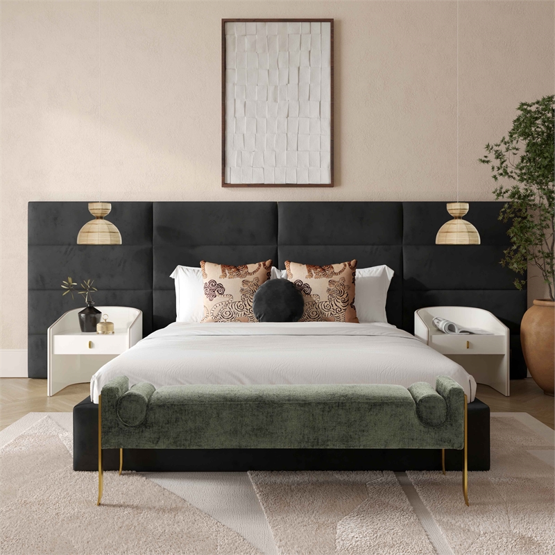 Pemberly Row Contemporary Black Velvet King Wings (Set of 2)