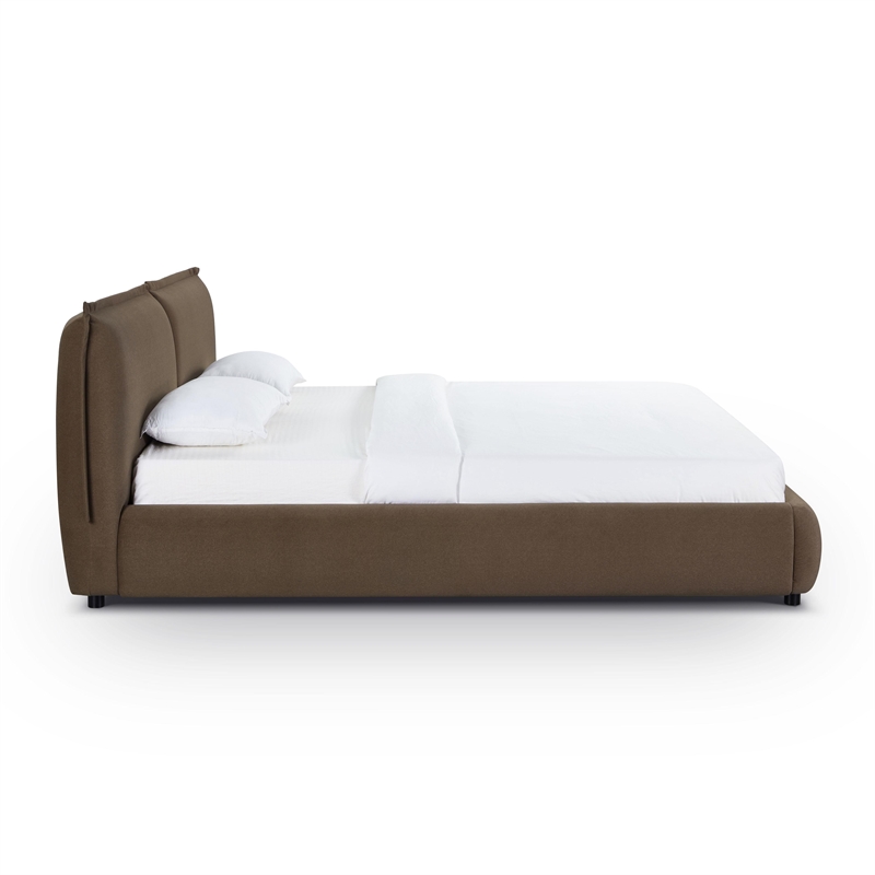 Pemberly Row Contemporary Brown Faux Mohair Upholstered King Bed