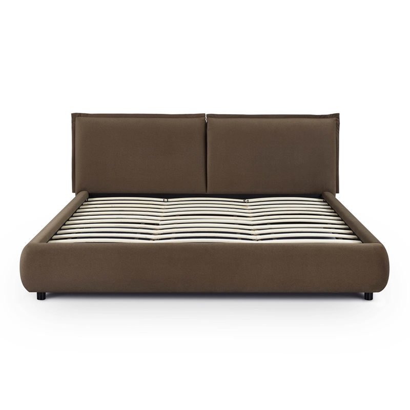 Pemberly Row Contemporary Brown Faux Mohair Upholstered King Bed