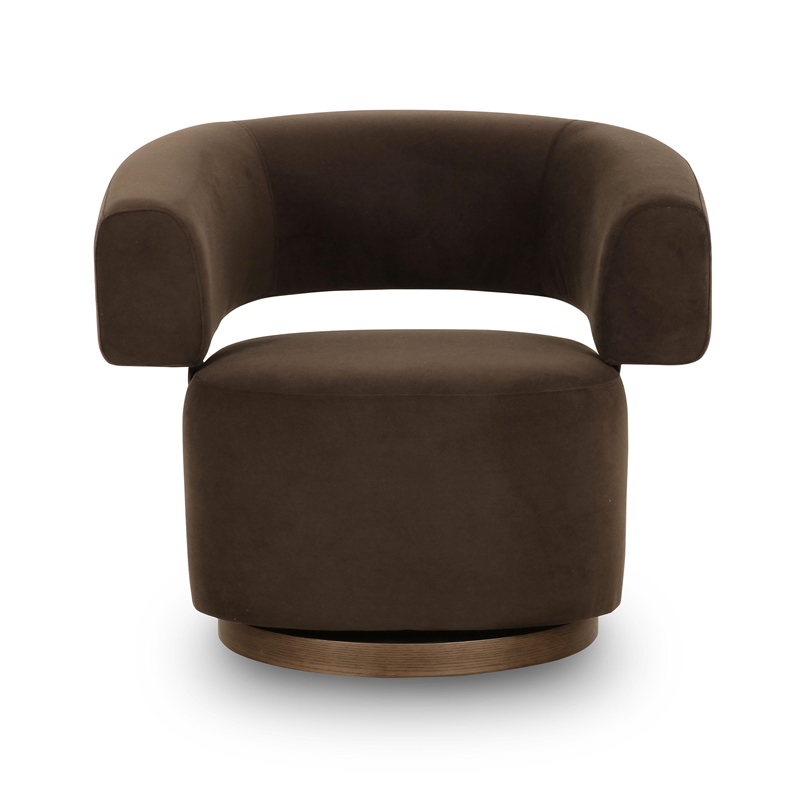Pemberly Row Chocolate Brown Performance Velvet Swivel Accent Chair