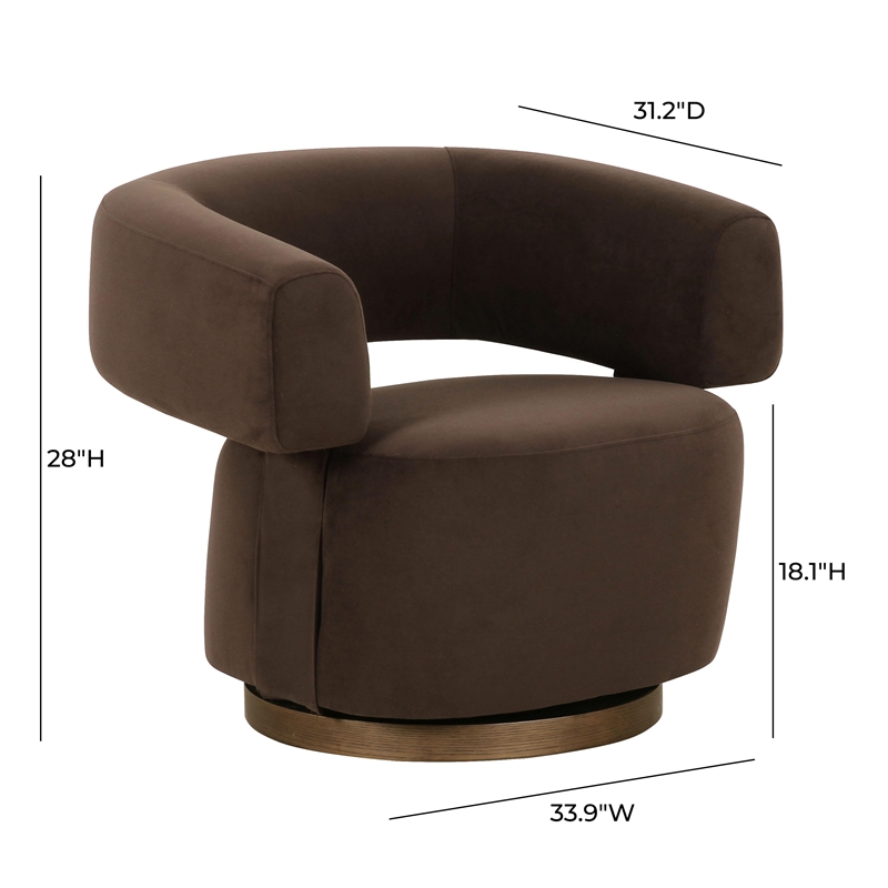 Pemberly Row Chocolate Brown Performance Velvet Swivel Accent Chair