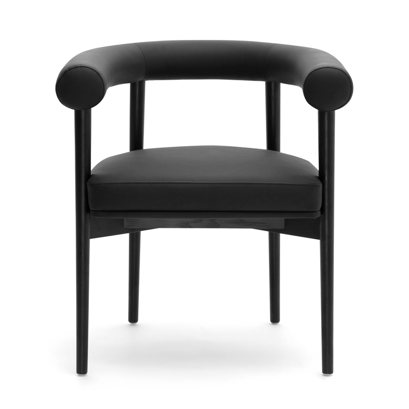 Pemberly Row Contemporary Black Finish Vegan Leather Dining Chair