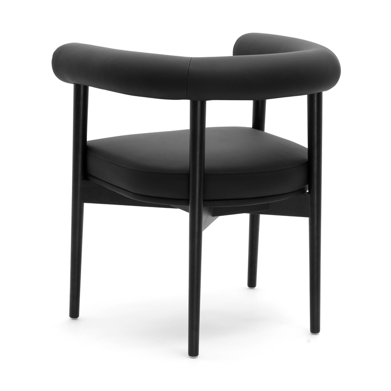 Pemberly Row Contemporary Black Finish Vegan Leather Dining Chair