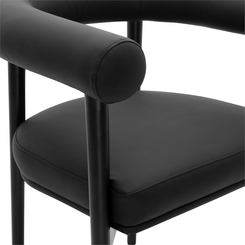 Pemberly Row Contemporary Black Finish Vegan Leather Dining Chair