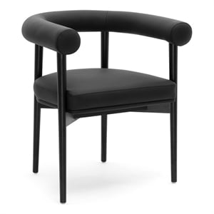Pemberly Row Contemporary Black Finish Vegan Leather Dining Chair