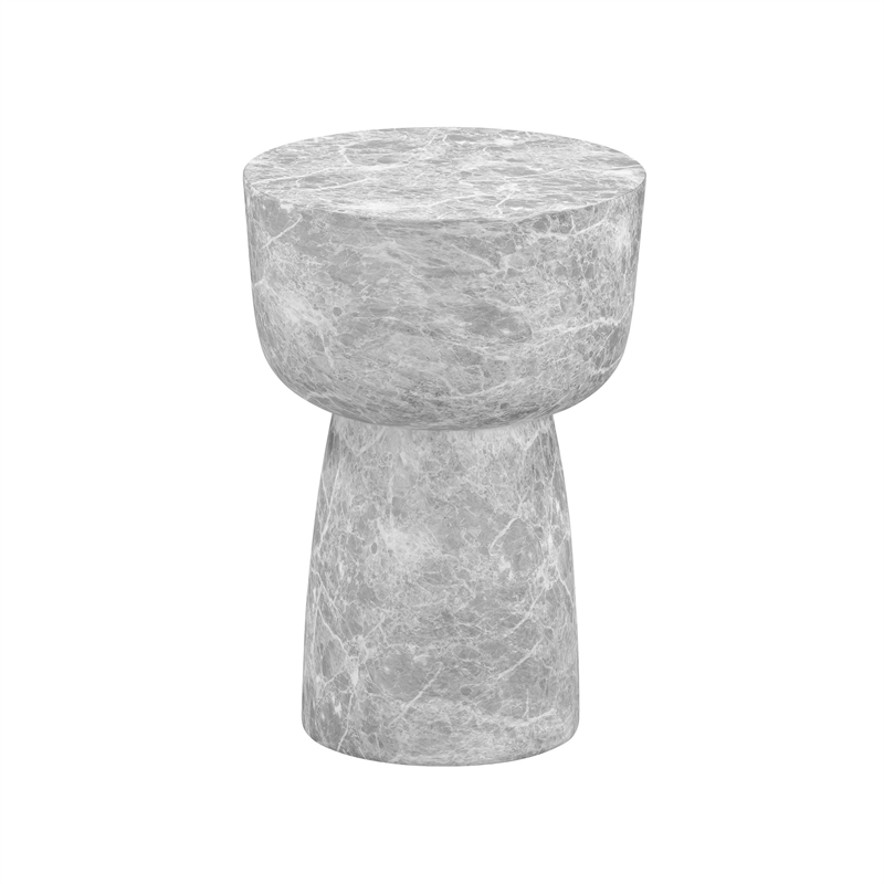 Pemberly Row Contemporary Grey Faux Marble Indoor/Outdoor Side Table