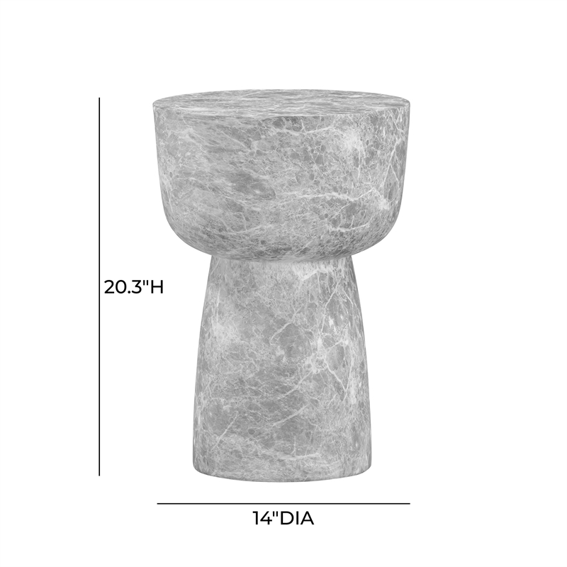 Pemberly Row Contemporary Grey Faux Marble Indoor/Outdoor Side Table