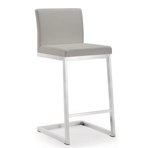 Pemberly Row 26&quot Contemporary Fabric Counter Stools in Gray (Set of 2)